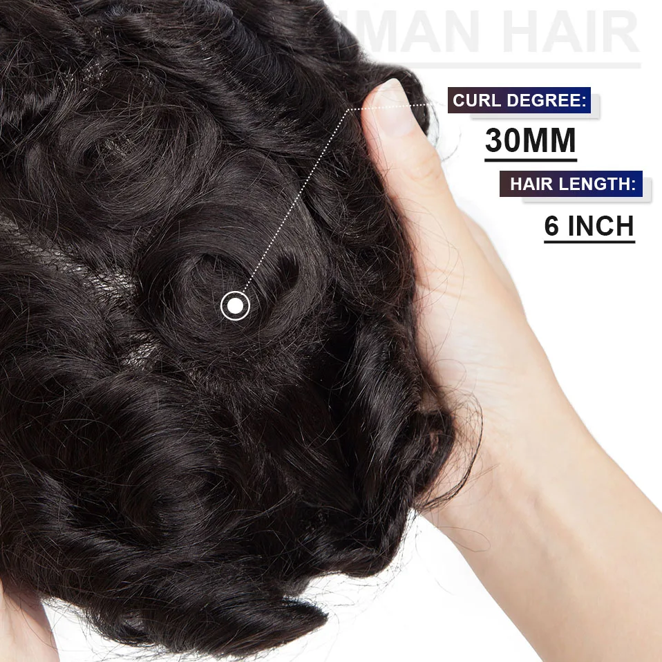 Rich Choices 0.02mm Men Toupee Thin Skin PU Men\'s Capillary Prothesis Hair System 6\