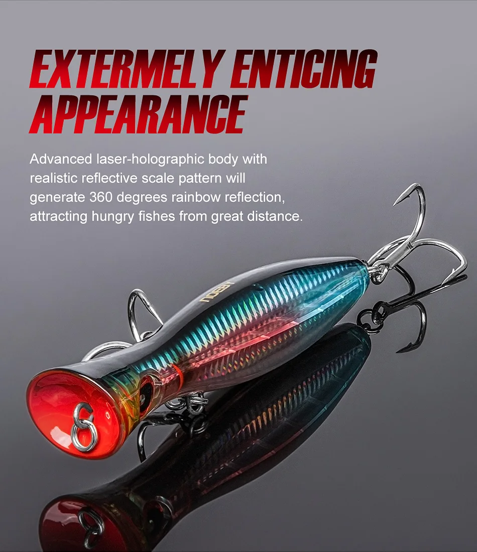 NOEBY Blooper Popper Köder 120mm 43g 160mm 78g 200mm 150g Oberflächenköder Salzwasser-Hardbait GT Angeln – Detail 9