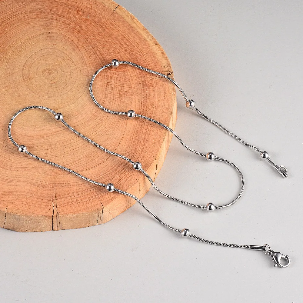 1 Stück, Breite 1,2 mm, Schlangenkette, runde Perlenkette & Gliederhalsketten, Schmuck, Edelstahl-Choker-Halskette für Damen, Collier – Detail 4