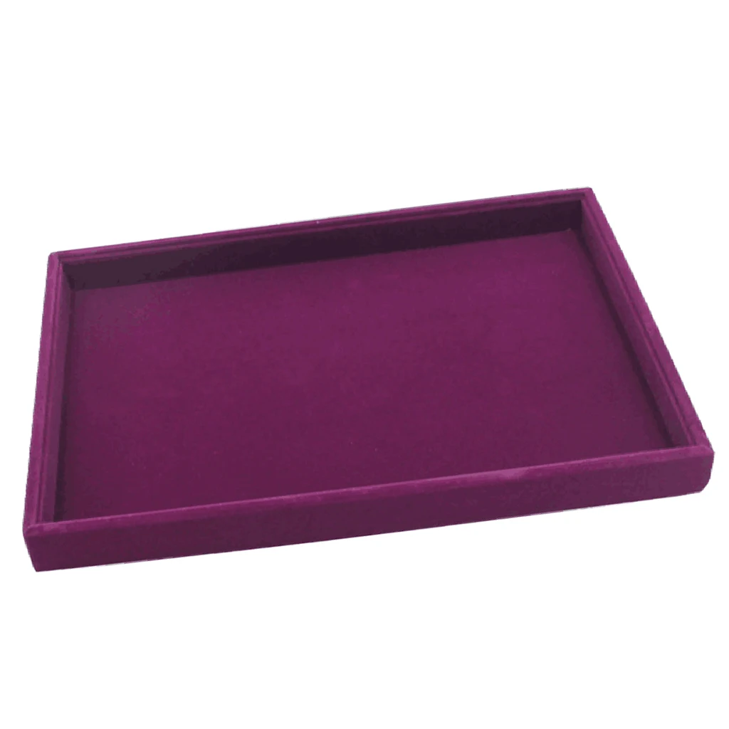 Velvet Jewellery Display Tray Box Case for Exhibit Bracelet Ring Trinkets Show for Women Ladies  Gifts, Purple 35 x 24 x 3cm