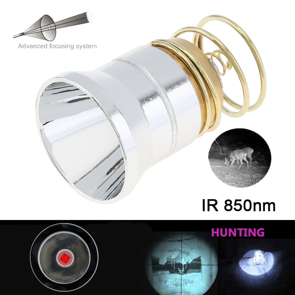 850nm IR LED Flashlight Bulb 3V-8.4V 1 Mode P60 Drop-in Lamp Replacement Smooth Reflector for 6P C2 D2 G2 Z2/501B 502B 501A 502D