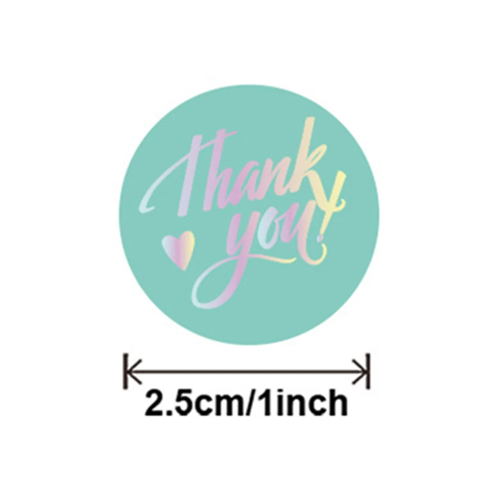 50-500pcs Thank You Wedding Decoration Sticker Hot Laser Rainbow Glitter Waterproof Sticker Birthday Party Gift Sealing Glue