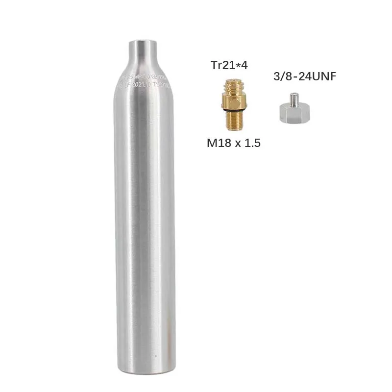 Empty 0.6L Aluminum CO2 Soda Bottle with Tr21*4 Valve & 3/8-24UN Adapter Safety explosion-proof High Pressure