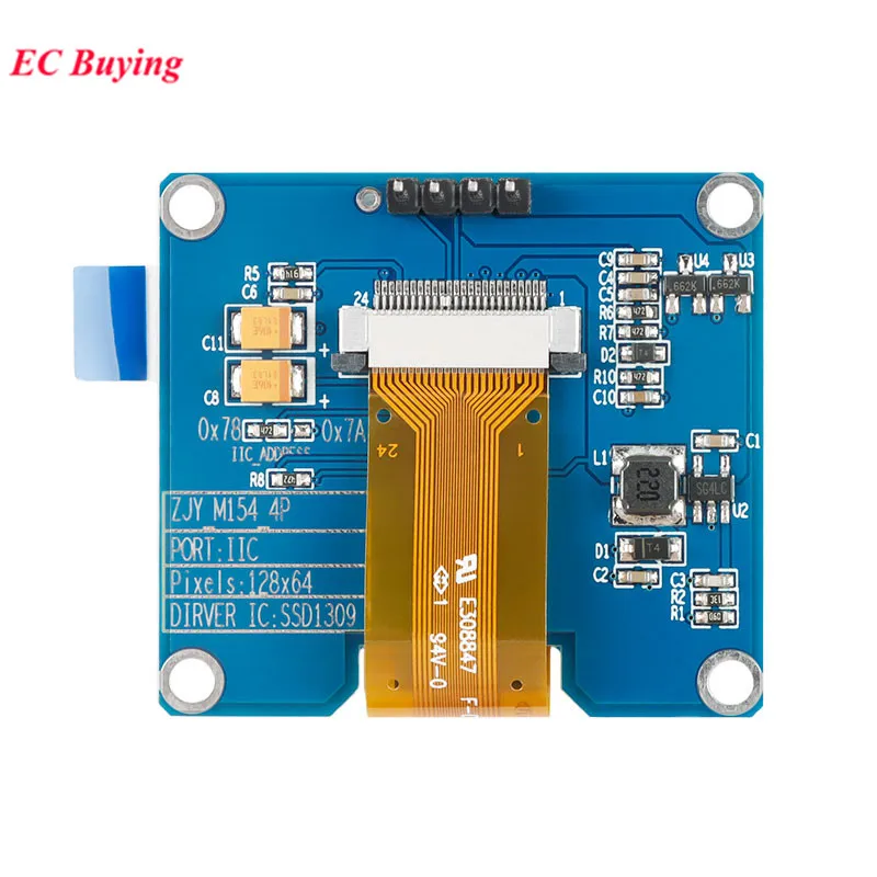 Fasizi 1.54-inch OLED Displaymodule 128x64 – Wit Lettertype, SSD1309, SPI/IIC, 3.3-5V – Voor Arduino En DIY-projecten 3 miniatura