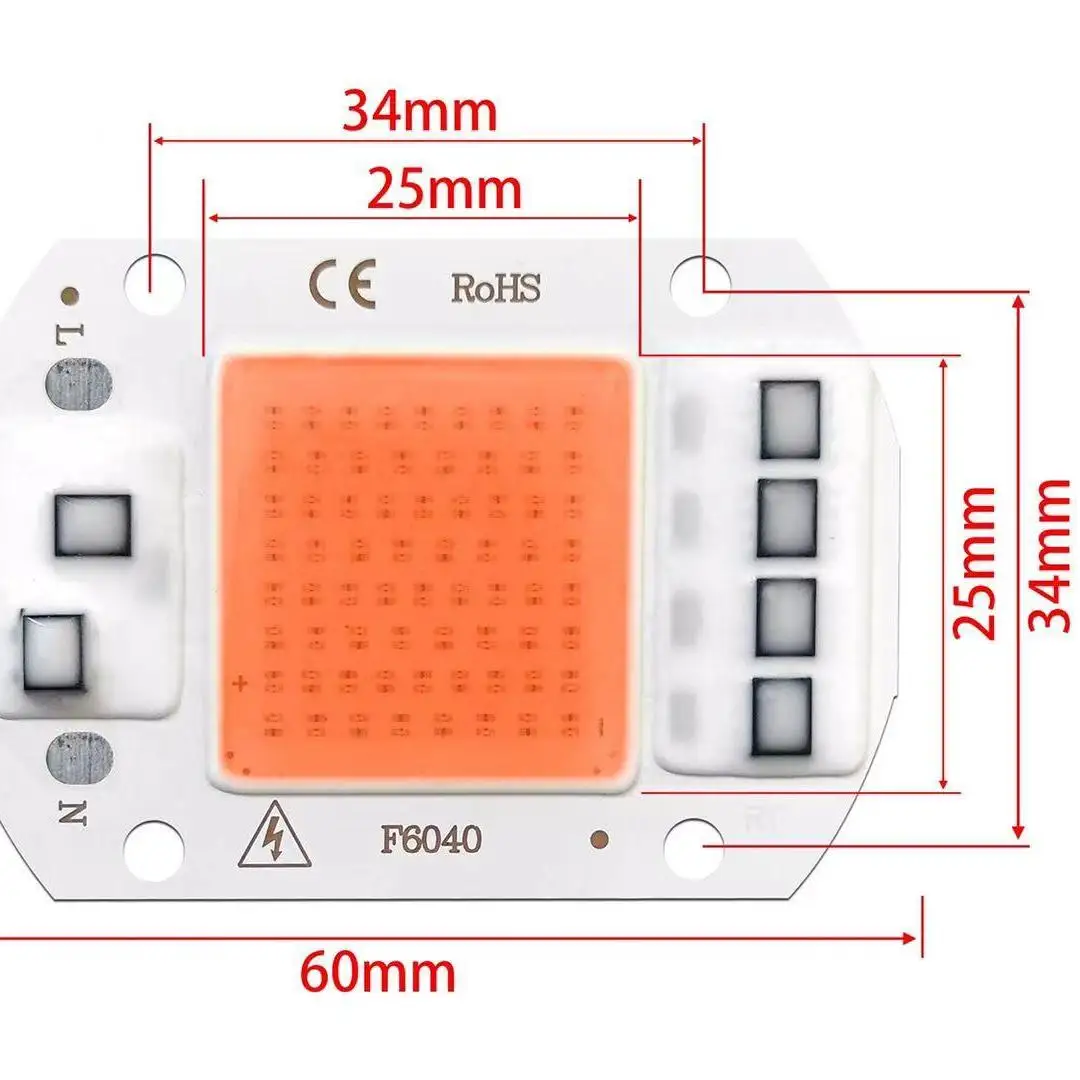 Bombilla LED Cob de espectro completo para cultivo de plantas, 10 piezas, 220V, 110V, 20W, 30W, 50W