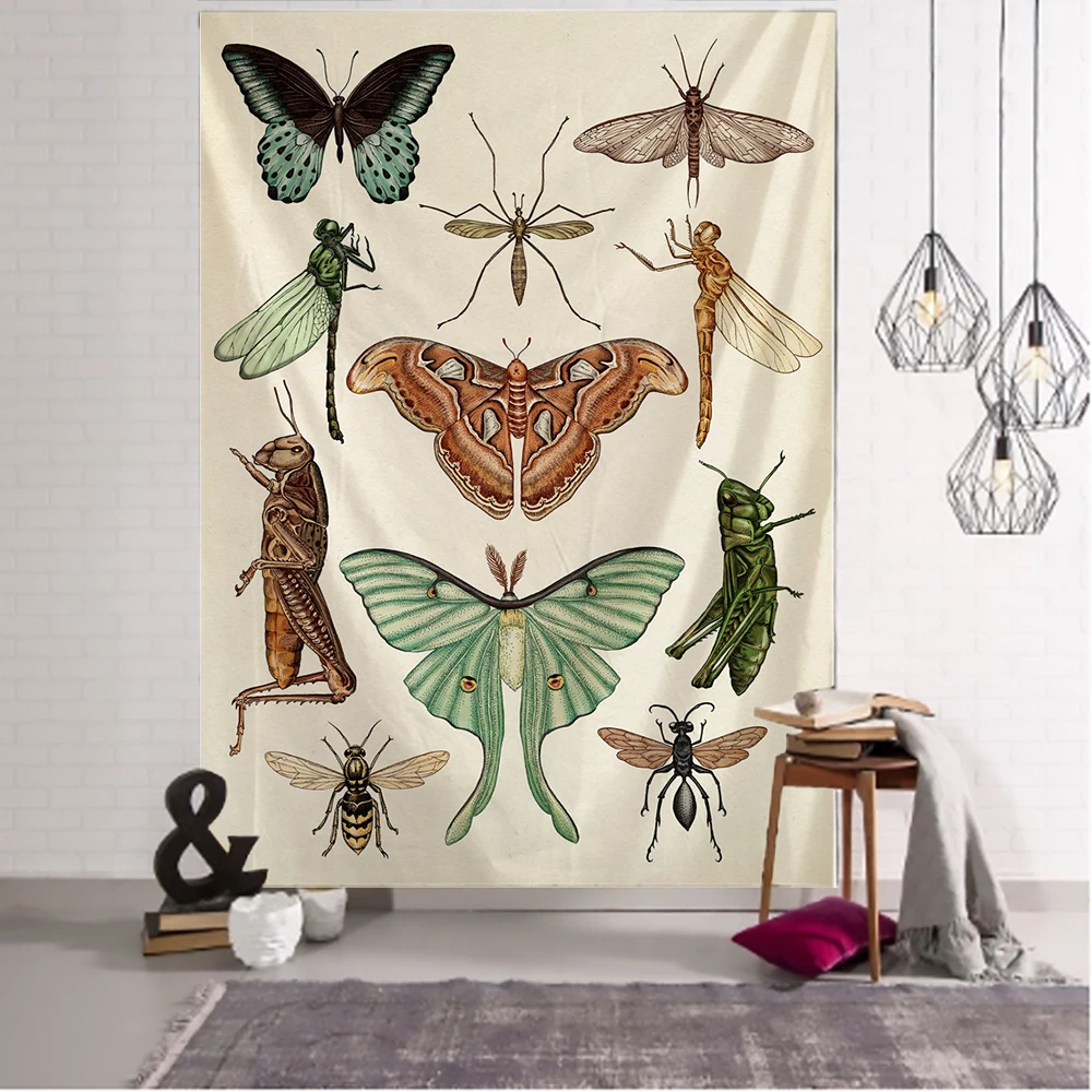 Tapiz de Mariposa Psicodélica para Decoración de Pared, Colgante de Imagen Nórdica, de Tarot, Bohemia, Brujería, Hippie o Ciencia Ficción para