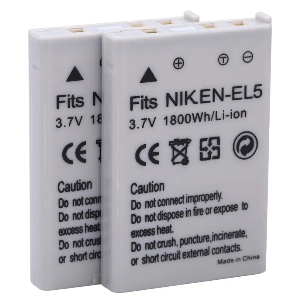 EN-EL5 ENEL5 Battery & LED Dual USB Charger for Nikon Coolpix P530 P520 P510 P100 P500 P5000 P5100 P6000 3700 4200 Camera