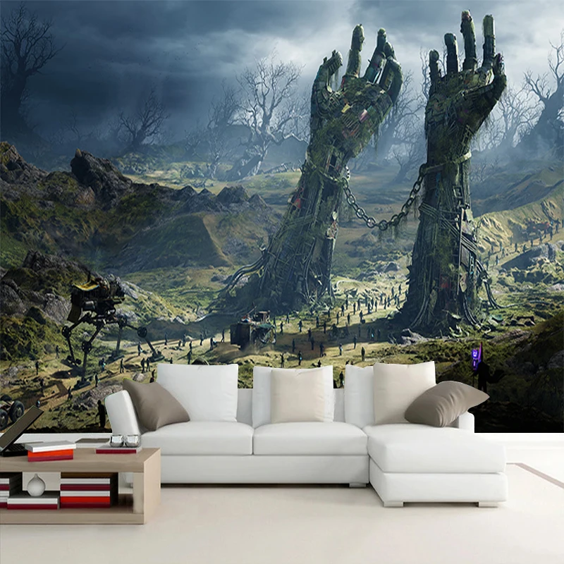 Modern Creative Woods Battlefield Abstract Hands Mural 3D Wallpaper Living Room TV Wall Home Decor Wall Cloth Fresco Sticker