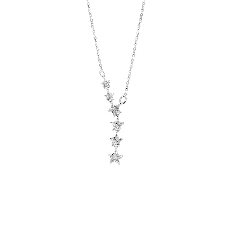 Women's Elegant Silver Star Tassel Chain Necklace