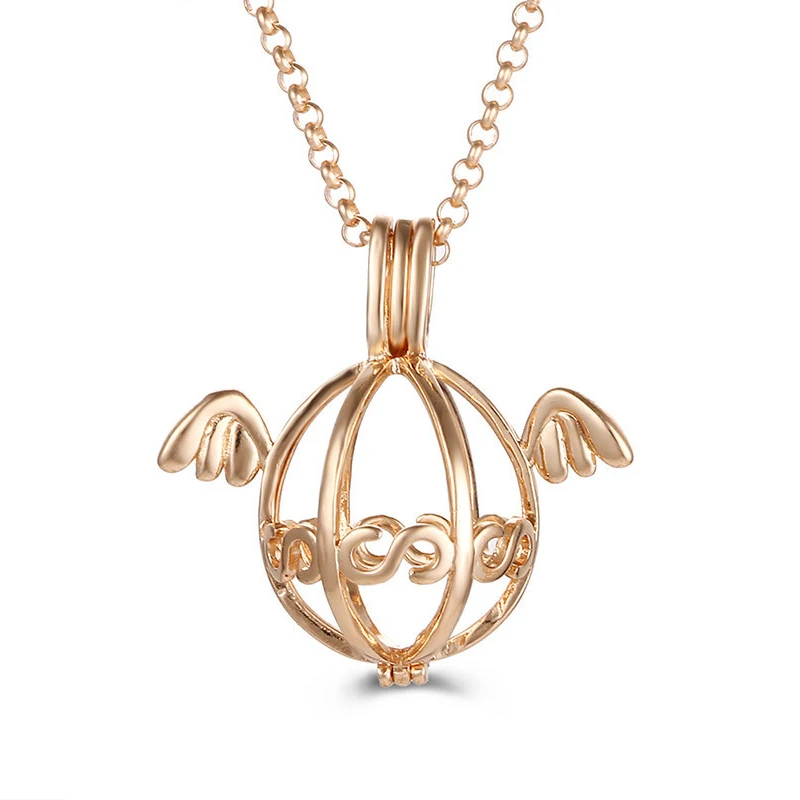 New Mexican Chimes Angel Wings Simplicity Necklace Aromatherapy Essential Oil Diffuser Perfume Locket Pendant Music Ball Jewelry