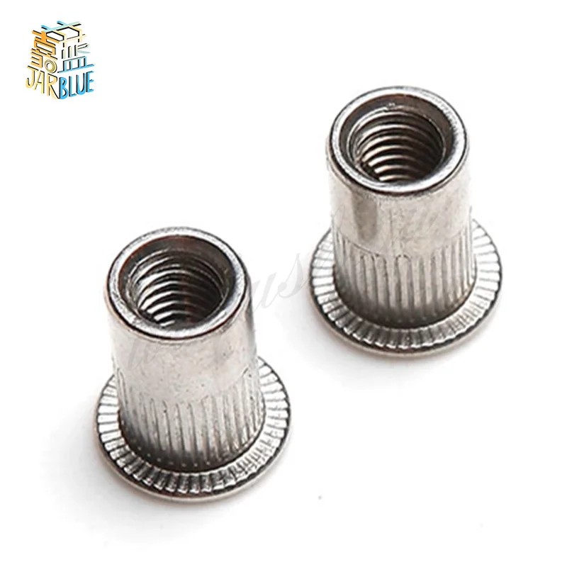 10/20/50/100Pcs M3 M4 M5 M6 M8 M10 Aluminum Alloy Rivnut Flat Head Threaded Rivet Insert Nutsert Cap Rivet Nut 50/100Pcs/Box