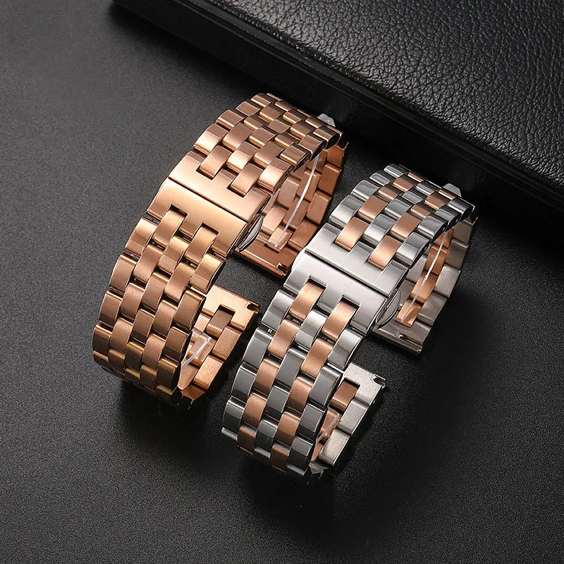 Stainless Steel Watch band Strap Bracelet Watchband Wristband Butterfly Black Silver Rose Gold 18mm 20mm 21 22mm 24mm