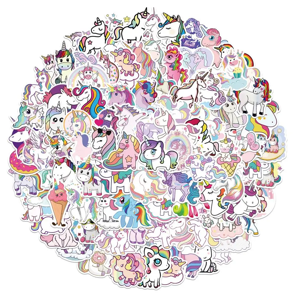 50/100Pcs Cartoon Animal Unicorn Waterproof Cute Graffiti Sticker DIY Luggage Notebook Guitar Decoration Sticker Wholesale