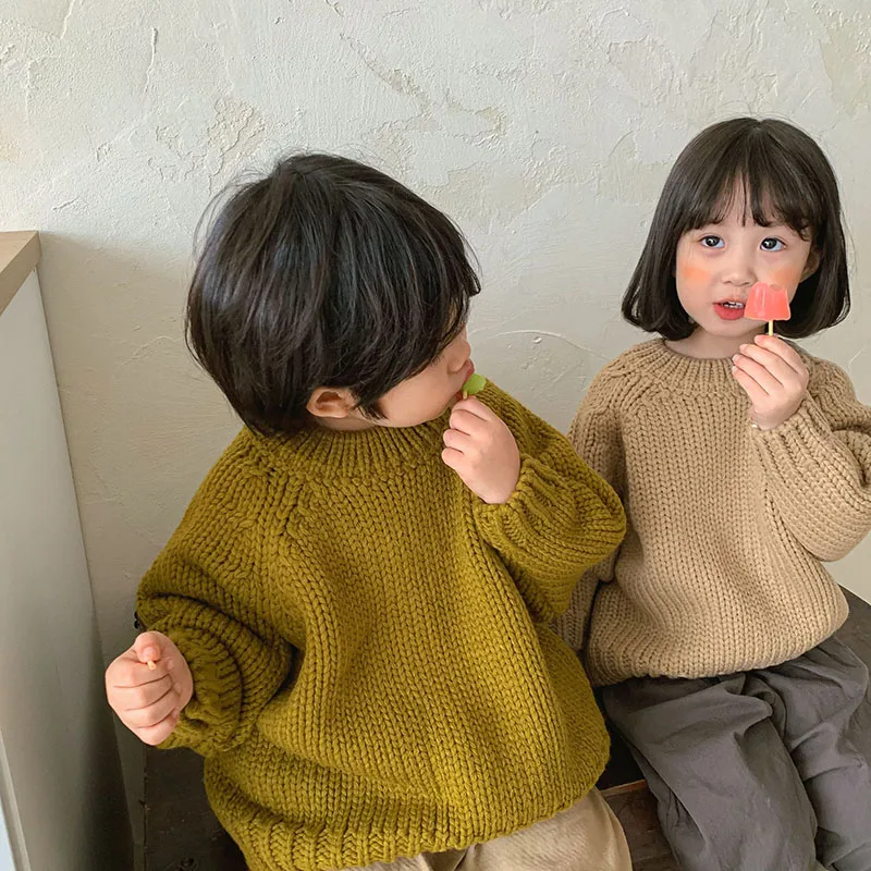 MILANCEL Kids Clothes Solid Sweater for Brothers and Sisters Korean Children Outwear Girls Sweaters