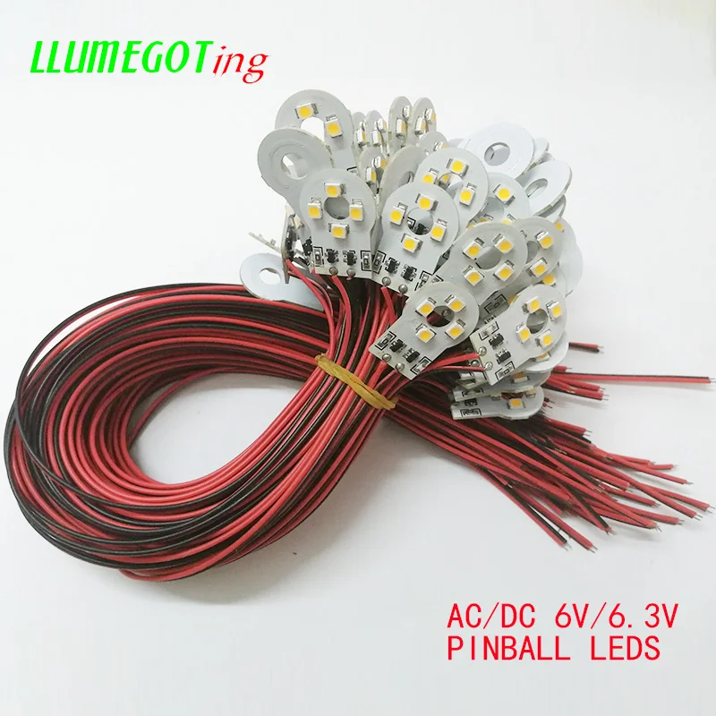 50pcs with 4x 3528 SMD Chip Panel Lights Various Color Non polarity AC DC 6V 6.3V Pinball Game Machine Board Led Lamp Bulbs