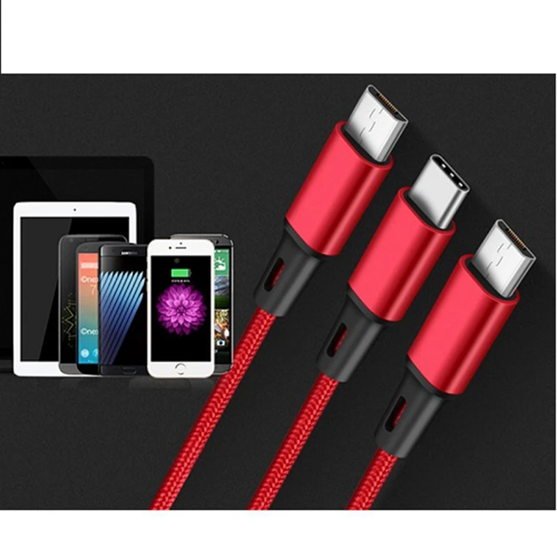 Cable de datos de carga rápida 3A, cargador USB tipo C de 1,2 m y Cable de teléfono Android, Cable Micro USB 3 en 1 para iPhone 12 Xiaomi mi