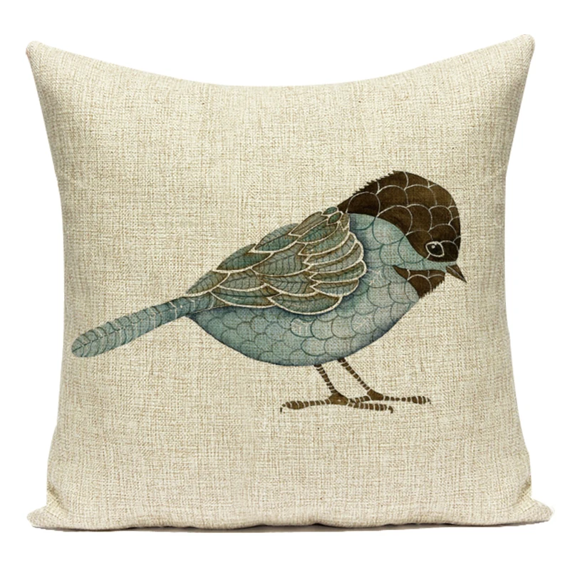 Country Style Cushions Cover Bird Feather Throw Pillow Case Home Decorative Sofa Bed Car Polyester Pillow Cover