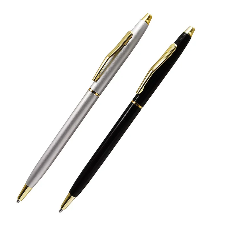 1Pcs Metal pen Stainless Steel Rod Rotating Metal Ballpoint Pen Commercial Ballpoint Pen Gift Stationery Luxury crystal pen
