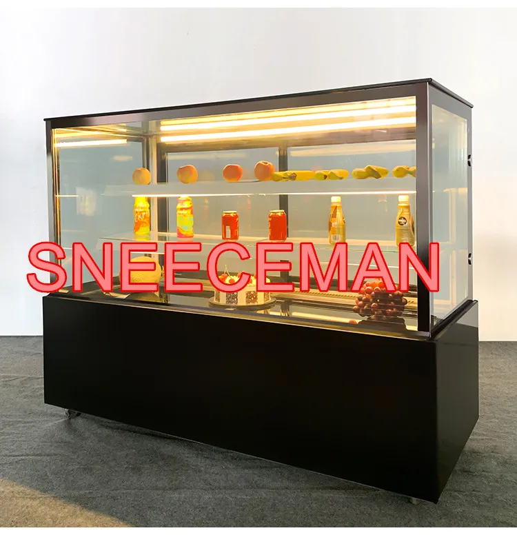 Square cake refrigerated display case Glass commercial air cooling fresh keeping cabinet Freezer fruit refrigerator