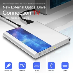 Deepfox External DVD Drive support Connecting TV with USB 3.0 and Type C interface Remote Control
