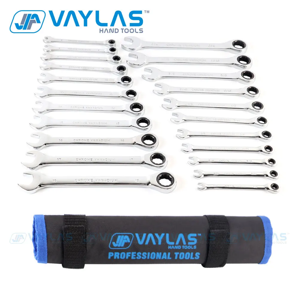 

Ratchet Key Wrench Tools Set 7P/20P/22P SAE&Metric Fixed Head 72T Mirror Polish Spanner Tools for Repair