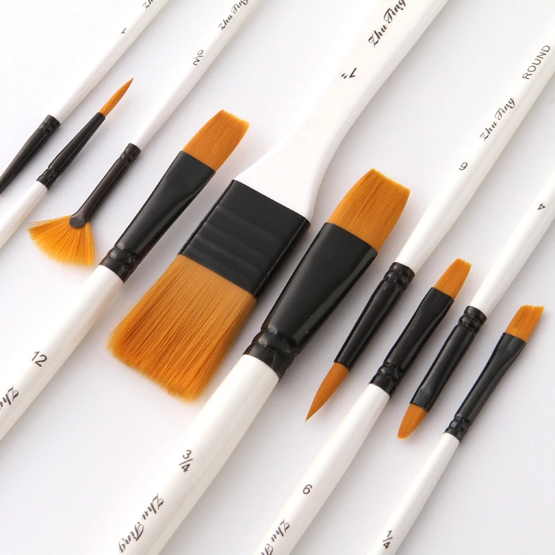 

Professional 10Pcs Paint Brushes Set Add Carrying Case Nylon Hair Brush for Artists Acrylic Oil Watercolor Gouache Art Supplies
