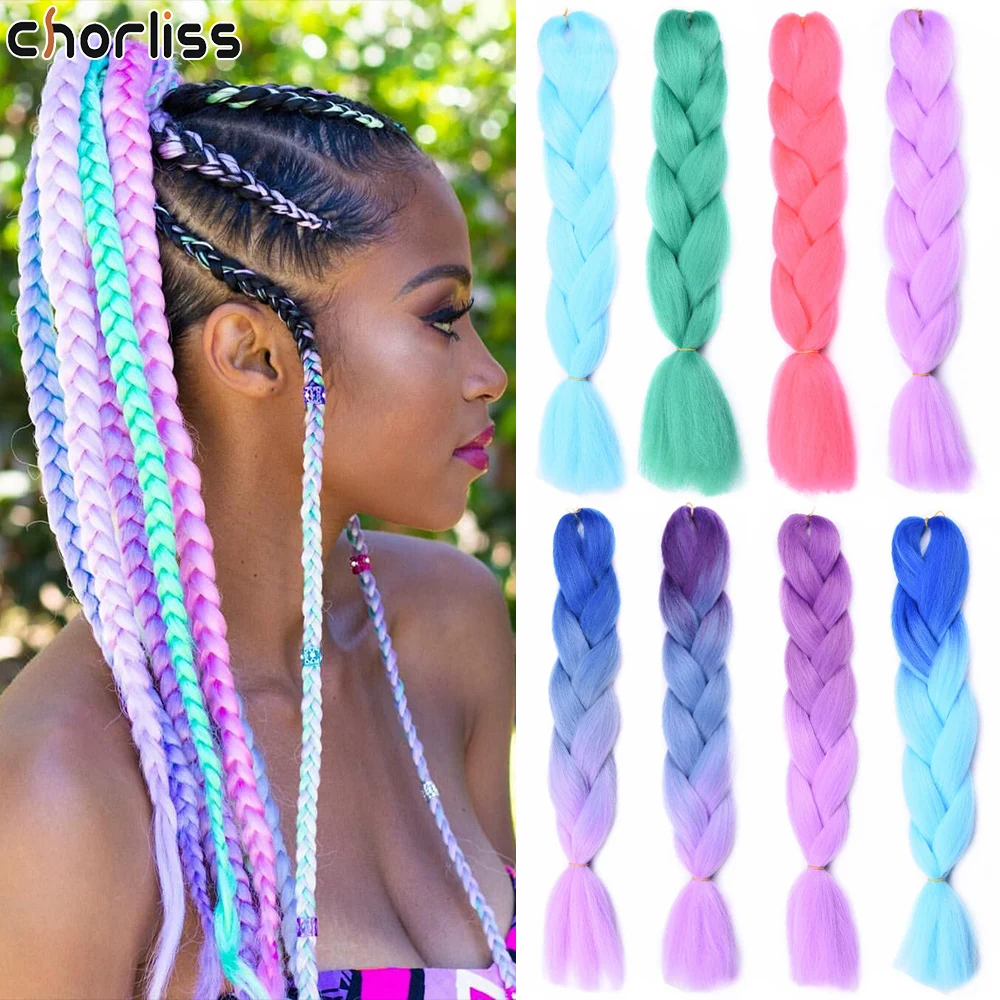 Trenzas de pelo sintético Kanekalon de 24 pulgadas para mujer, caja de extensión de cabello trenzado ombré, trenza de cabello amarillo dorado,