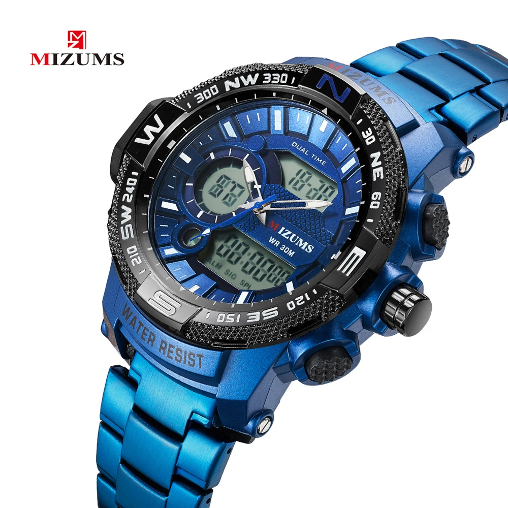 MIZUMS Men Watch Quartz Digital Analog Wrist Watches for Men Waterproof Military Sport Watch Chronograph Alarm Male Wristwatch