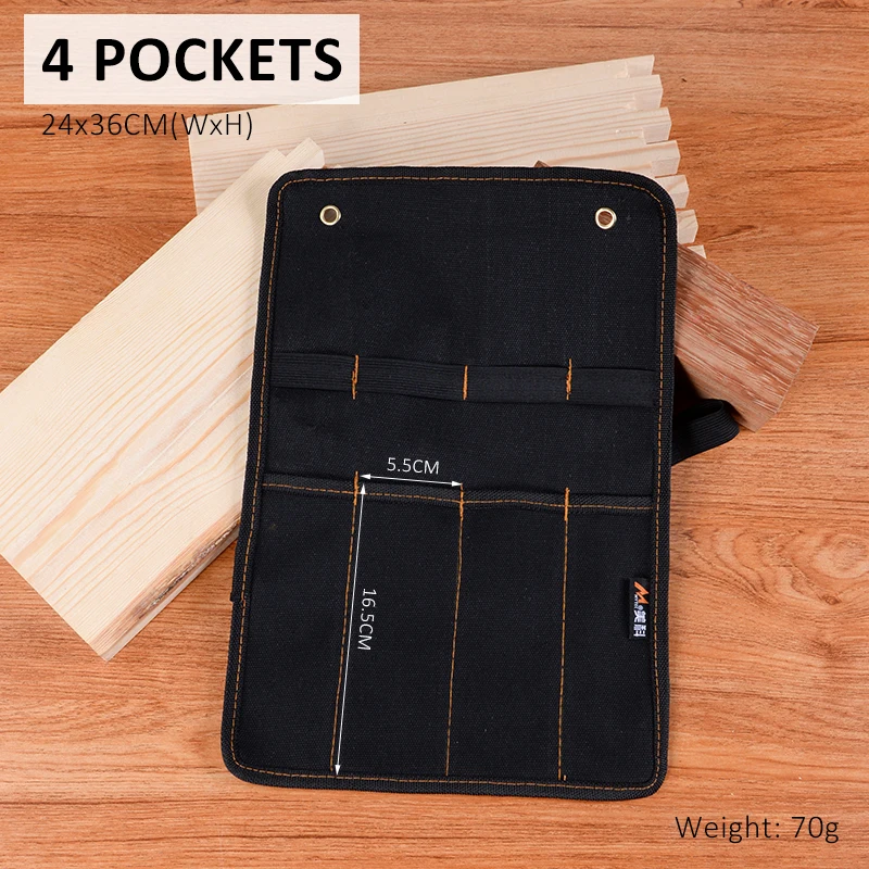 Pocket Tool Bag Chisel Carrying Case Canvas Roll Holder Wrench Pouch Pockets Organizer For Knife Hammers Gouges Carpenter