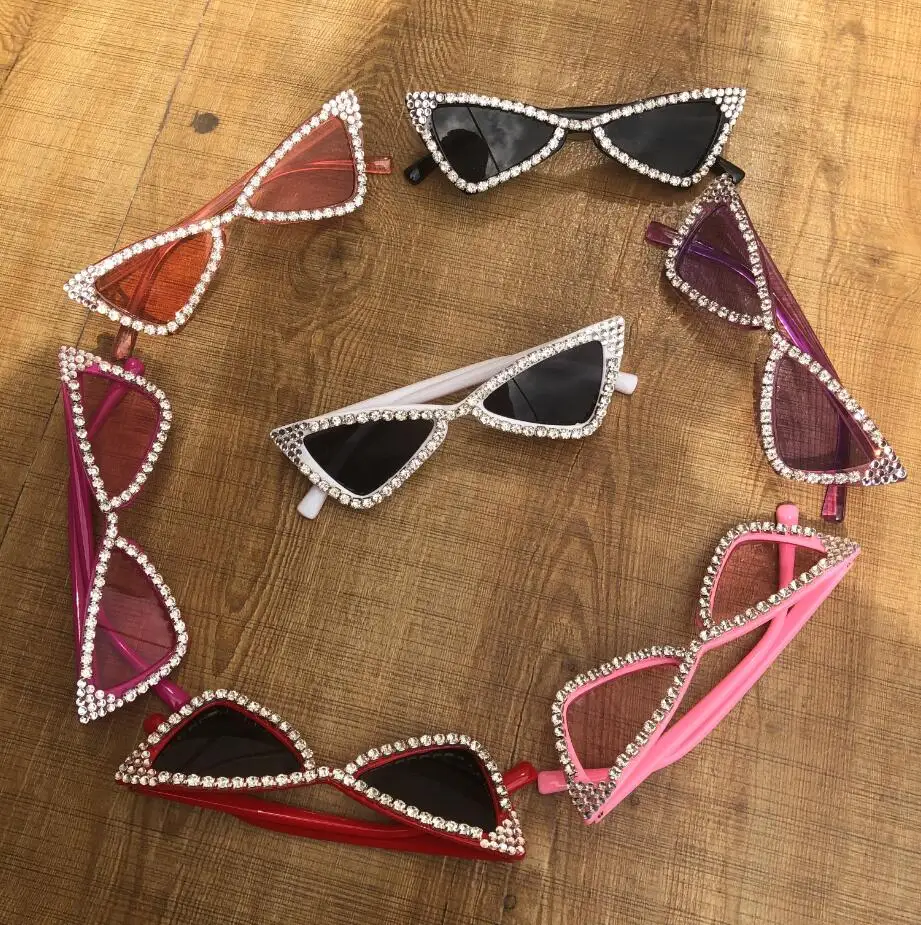 ZAOLIHU 7 צבעים חמוד ילדים משקפי שמש יהלומי עין חתול תינוק שמש משקפיים 4-12 שנה ילדי Eyewear UV400 יוקרה gafas דה