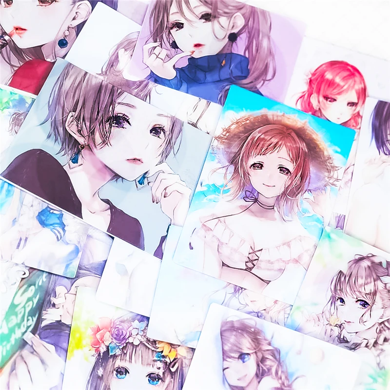 16pcs/pack Japanese Comics Girls Label Stickers Pack Ed Kawaii Planner Scrapbooking Stationery Stickers Office Decoration