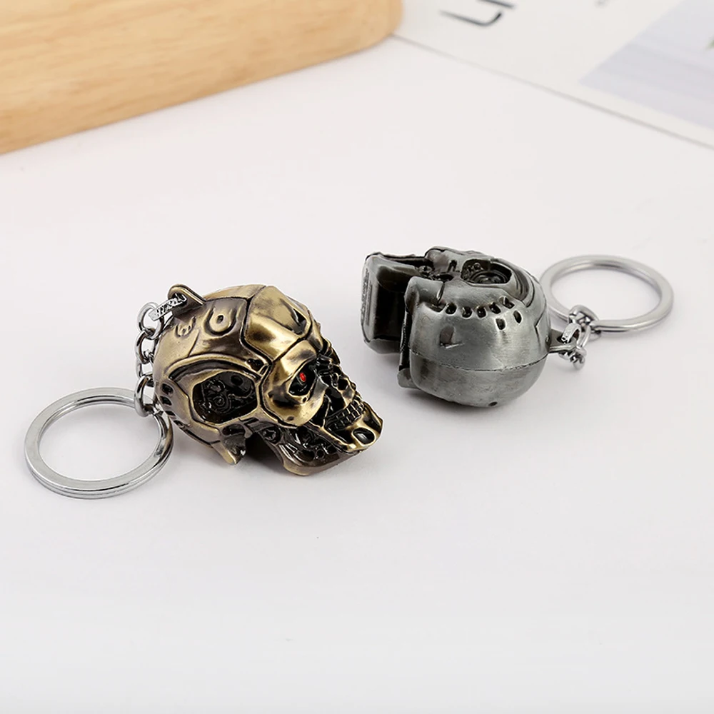 Personality 3D Alloy Skull Head Key rings  Cartoon Abnormity Terminator keychain Popular Jewelry Mobile phone Bag Key pendant