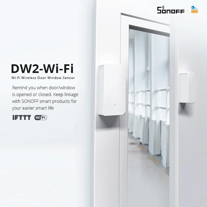 SONOFF DW2 WiFi Door Sensor Window Human Detector Home Security Lock Alarm Via eWeLink Control With Alexa Google Home