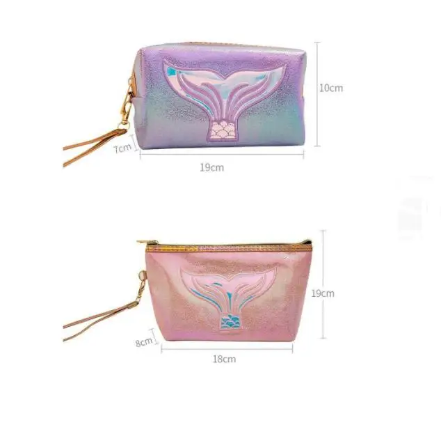 Mermaid Laser Makeup Bag PU Cosmetic Bag Creative Storage Pouch Handle Waterproof Travel Wash Bags Handbag Wallet SN691