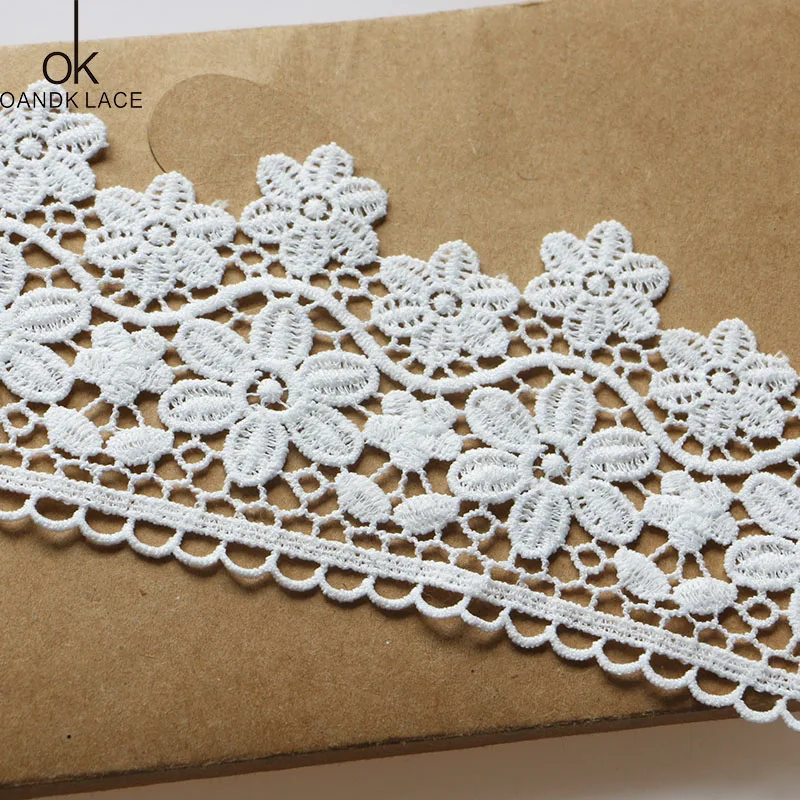 1 yard 9.5 cm garment decorative trim cotton embroidery sewing DIY process white trim pure cotton trim