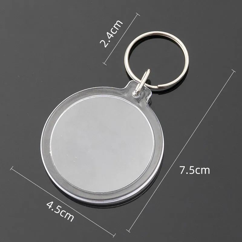 5 Pcs Transparent Plastic Photo Frame Labels Key Fobs Rings Name Tags With Split Ring For Baggage Key Chains Key Ring DIY