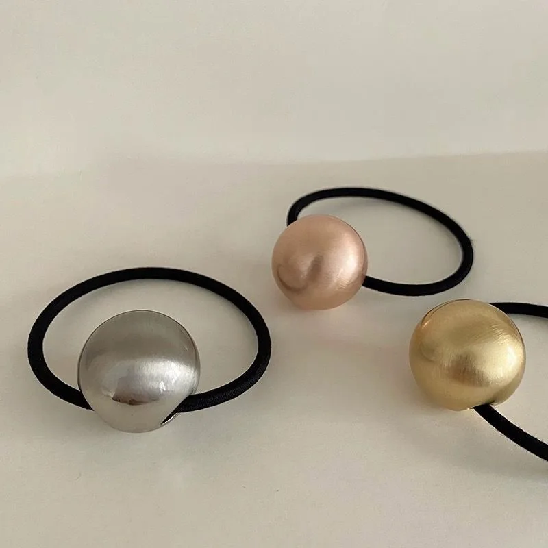 Ruoshui Women Metal Ball Hair Tie Woman Rubber Band Simple Hair Ring Lady Hair Accessories Headwear Ponytail Holders Rubber Band