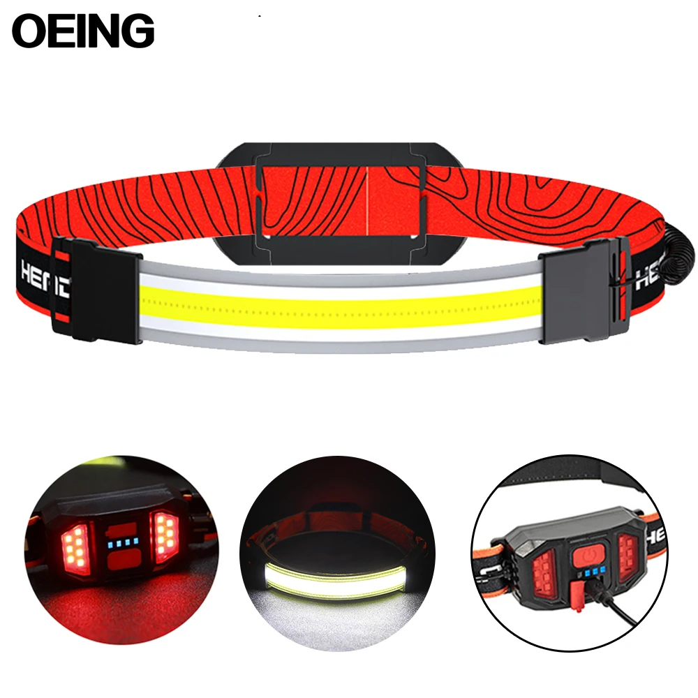 The New COB LED Headlight Has Built-in Battery USB Rechargeable 3 Modes Ultra-thin Durable Elastic Headband Mini Headlamp Torch