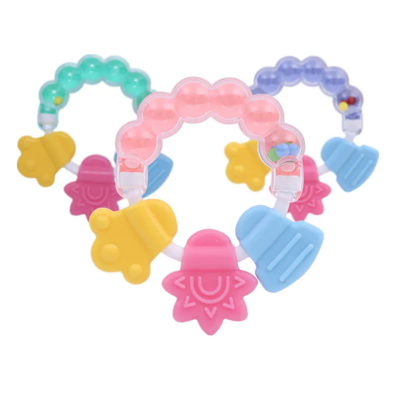 Safety Teether for Baby Boys Girls Child Teether Beads Infant Baby Chewbeads Handle Pink Green Blue Available teethers