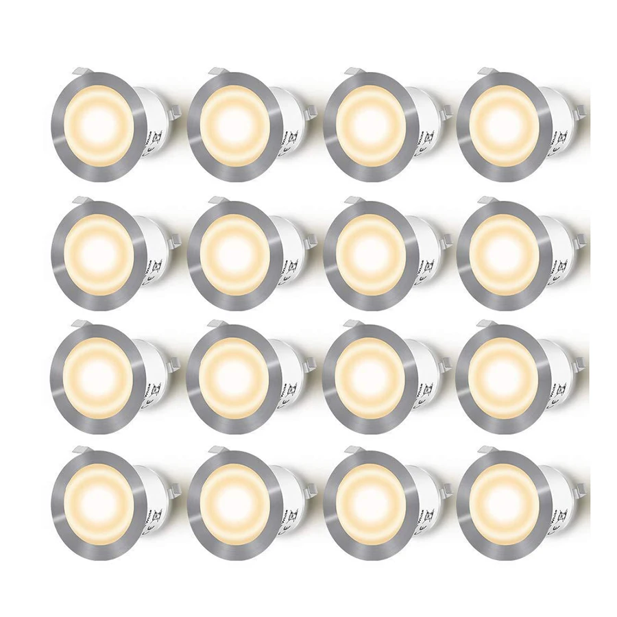 

10/16PCS Recessed LED Deck Lights Kits Outdoor In Ground Light Waterproof IP67 Garden Deck Light for Step Stair Patio Pool Decor