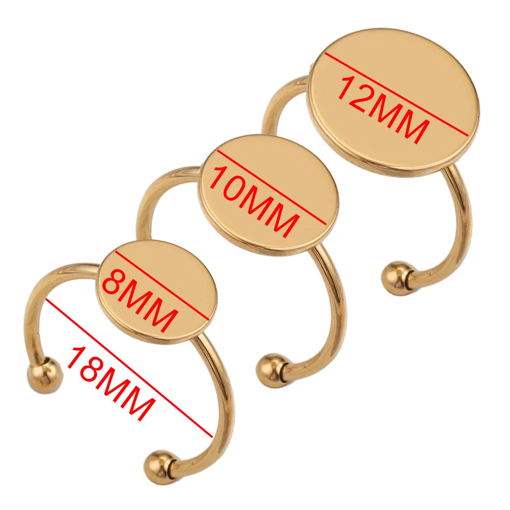 10 stücke Öffnung verstellbarer Ring Edelstahl Ring flache Lünette Basis Tablett DIY Scheibe Fingerring leere Einstellungen Ringe Schmuck herstellung – Detail 8