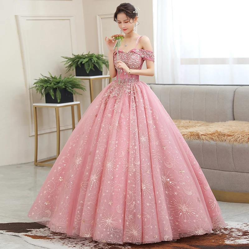 Vestidos Pink Quinceanera Dresses 2021 Off The Shoulder Party Dress Vintage Ball Gown Plus Size Prom Dress Robe De Bal