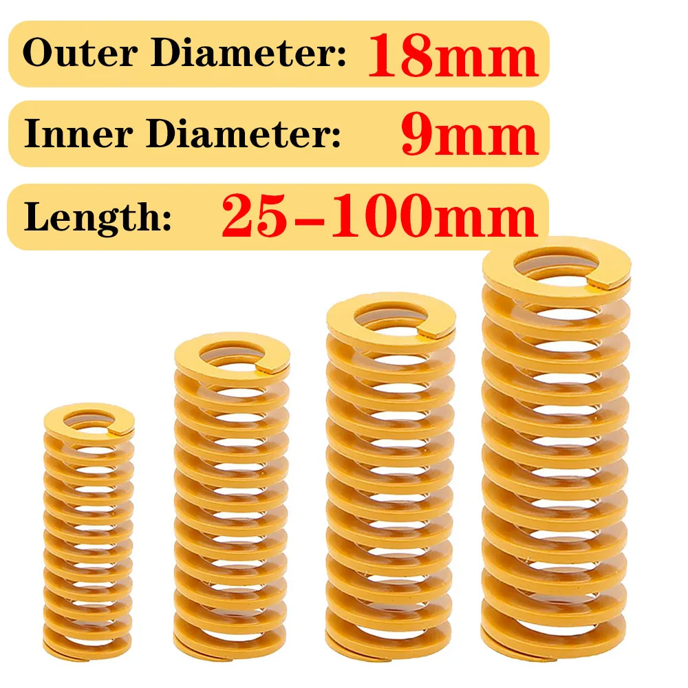 

10 Pieces, 3D Printer Die Spring, 18mm Outer Diameter, 25-100mm Length, Heated Bed Springs, TF18*9*L, Yellow