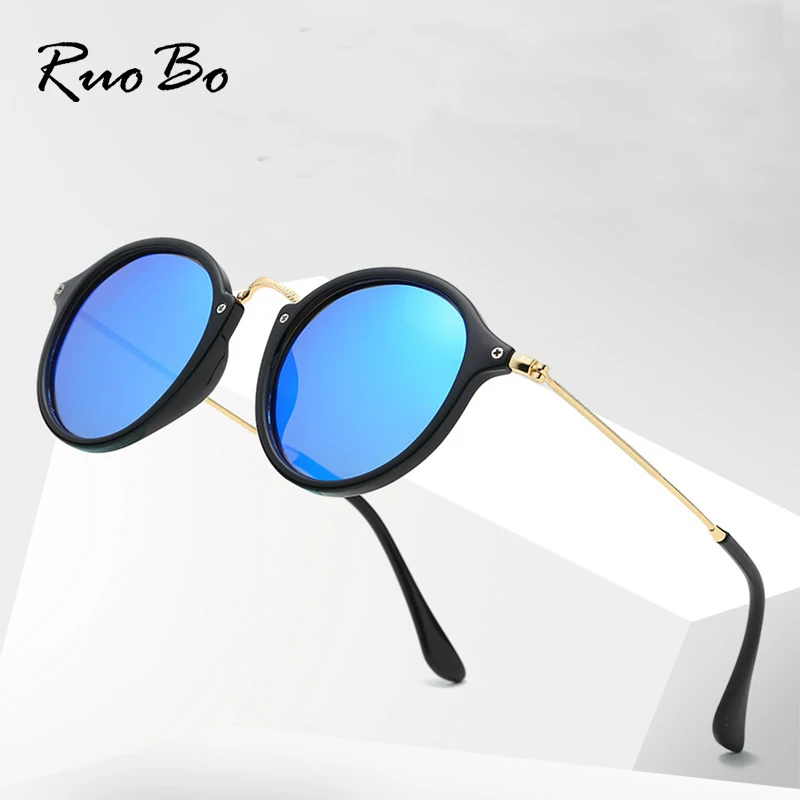 

RUOBO Mirror Surface Lens Polarized Sunglasse Brand Design Eyewear For Men Women Round Driving Fishing Goggle UV400 Gafas De Sol