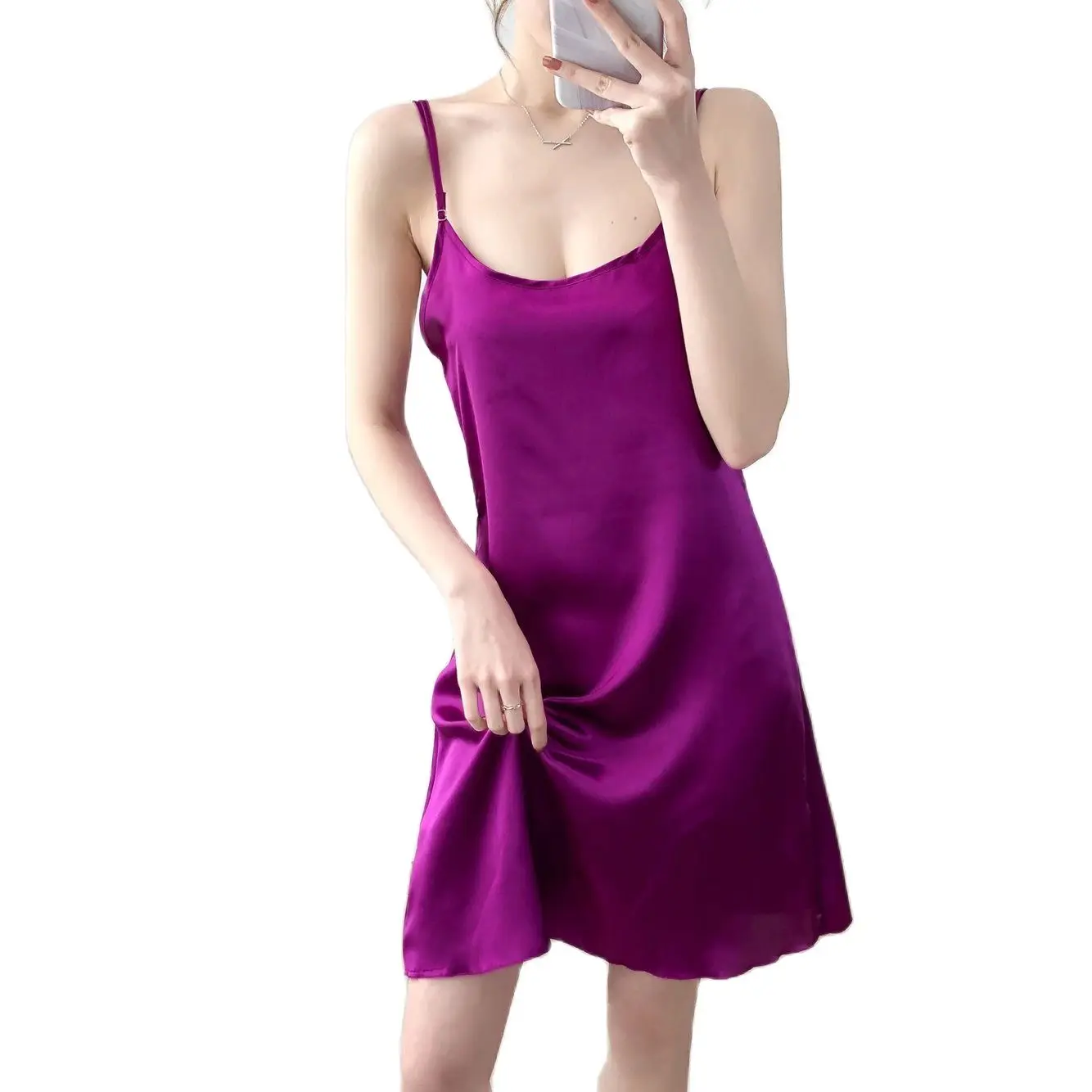 Casual Midi Spaghetti Party Dress Vrouwen Mode Smooth Satin Sexy Slanke Jurken Vrouwelijke Vestidos Streetwear Outfits