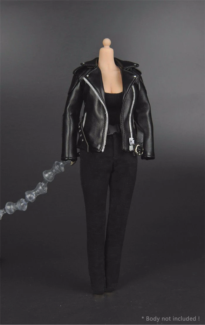 1:6 Scale Female Clothes Cool Black Leather Jacket Suit Top  for 12 inches Action Figure Toys Accessories