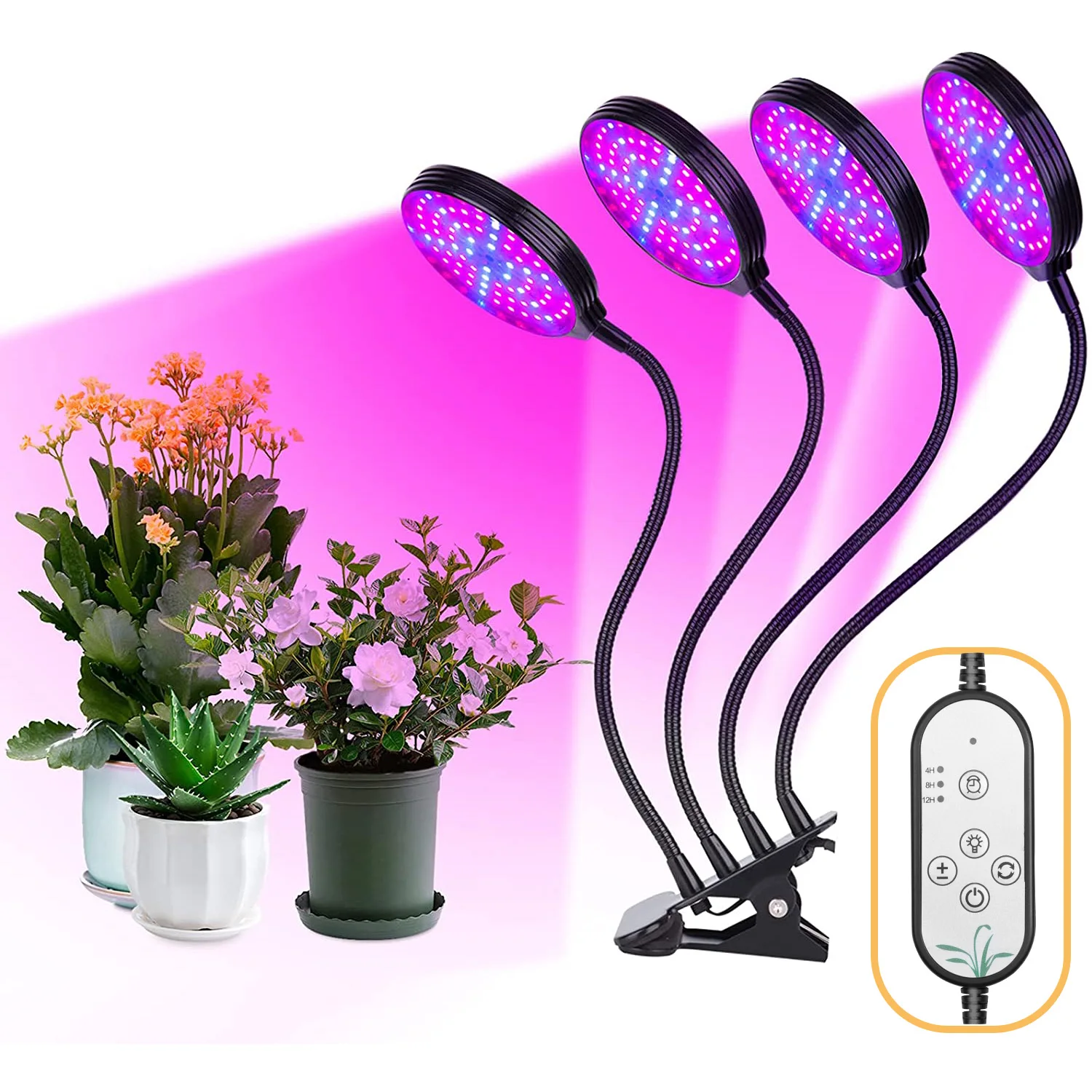 

15/30/45/60W Grow Light 5V 4 Heads Full Spectrum Phytolamp Desktop Clip for Seedling Flower Succulent Vegetable Home Grow Box