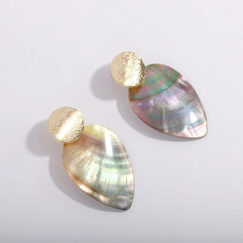 Fashion Wedding Jewelry Shell Pearl Geometric Clip on Earrings High Quality Shell Pendant no hole Earrings for women