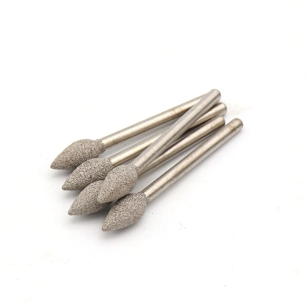 1/5/10PCS 3/4/5mm  Olive Diamond Burrs Brazing Drill Bits Grinding for Dremel Engraving