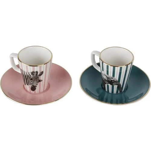 Zebra and Elephant Dish Coffee Team 4 Piece (2 People) tea Coffee Cups Tea Coffee Sets Tea Coffee For Trophy Turkish Tea Cup